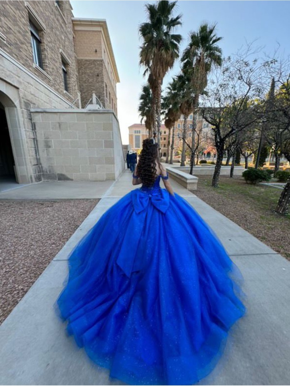 Royal Blue Girls' Ball Gown Dress with Bow